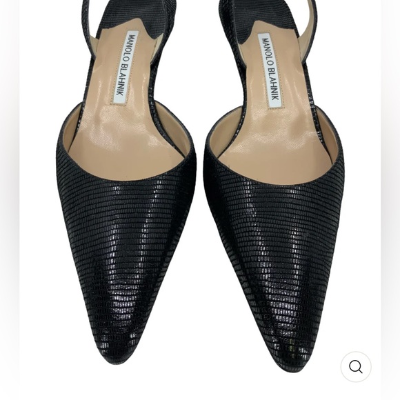 Manila Blahnik Raffia Pointed Toe Kitten Heel Slingbacks - Picture 6 of 11